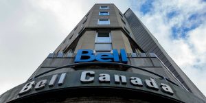 The front entrance of the Bell Canada building on Albert Street in Ottawa on Nov. 2, 2021 (photo by Andrew Meade)