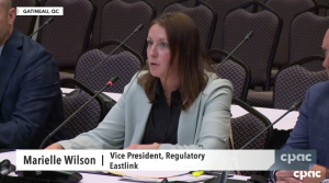 Marielle Wilson, vice president of regulatory at Eastlink, speaks at a CRTC hearing.